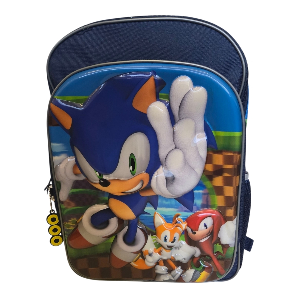 Sonic the Hedgehog Boys 17" Backpack Blue SEGA Knuckles Tails School Bag